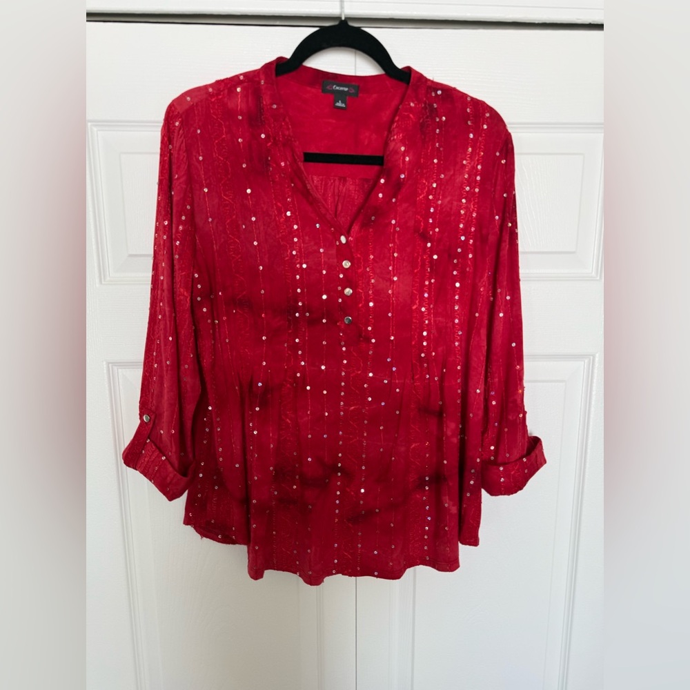 Red Blouse With Bling View 2
